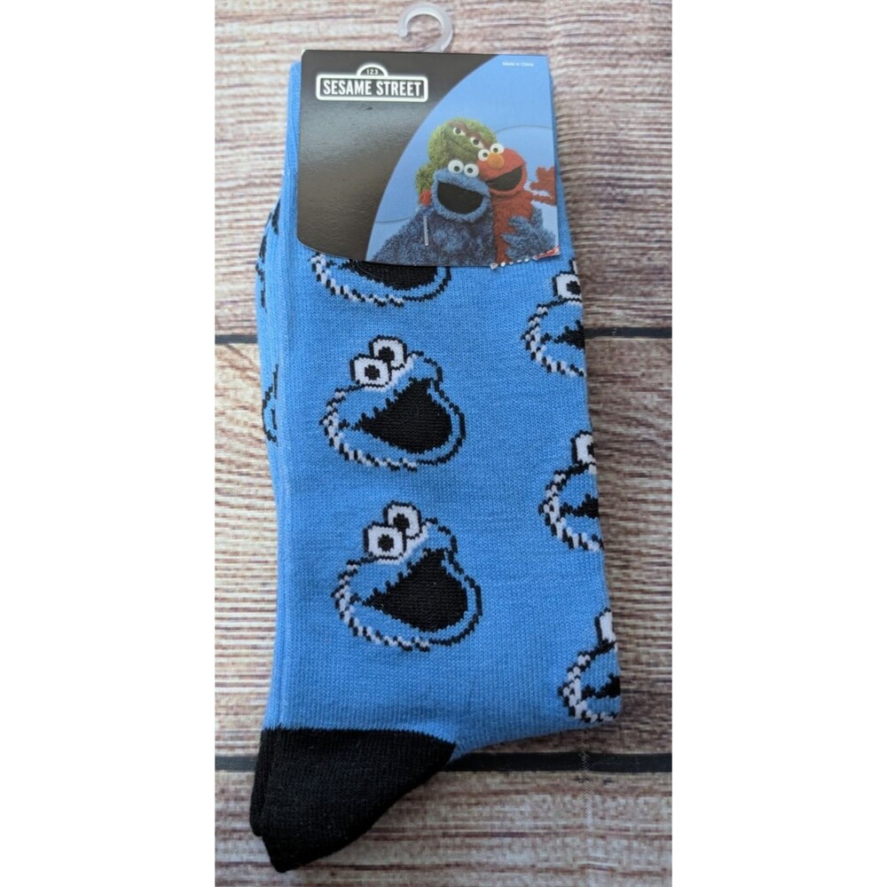 Sesame Street Socks Cookie Monster Fun Character Crew Socks Size 10-13